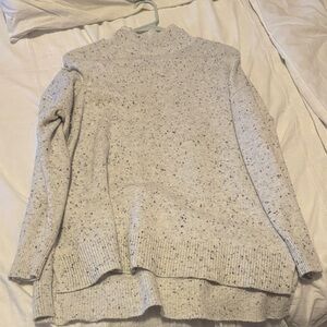 LOFT Speckled Light Gray Turtleneck Sweater